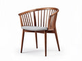 Wooden accent chair with curved backrest and gray cushion 50 x 50 x 75cm