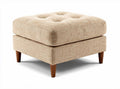Upholstered storage ottoman with tufted top and wooden legs 75 x 75 x 40cm