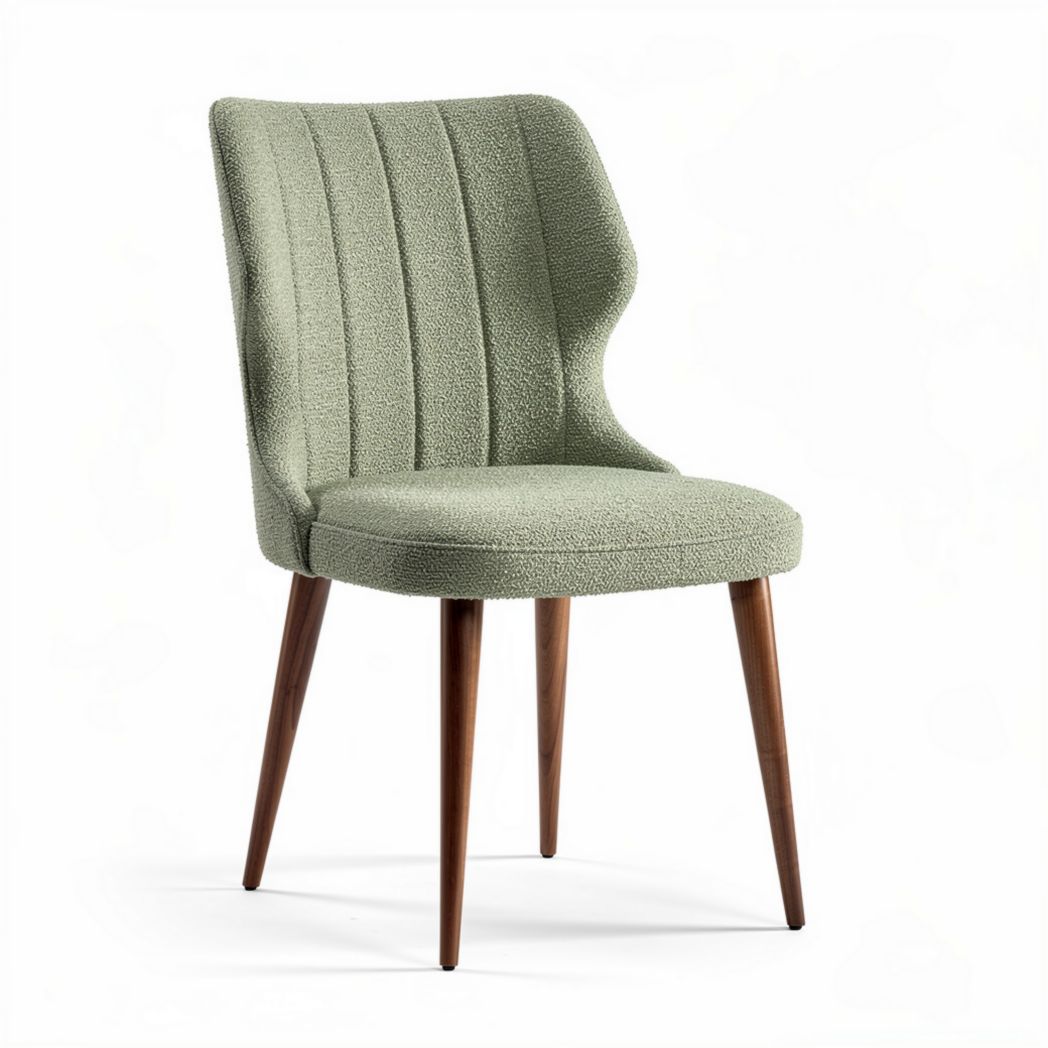 Upholstered dining chair with wooden legs in light green 45 x 50 x 90cm