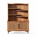Wooden cabinet with shelves and storage doors in natural finish 120 x 40 x 180cm