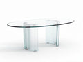 Oval glass dining table with frosted acrylic base 150 x 80 x 75cm