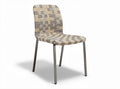 Woven seat dining chair with durable metal frame in beige and gray color