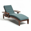 Wooden lounge chair with striped fabric cushion for outdoor use 200 x 70 x 90cm