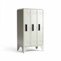 Metal storage locker with three compartments and lockable doors 180 x 90 x 45cm in light gray