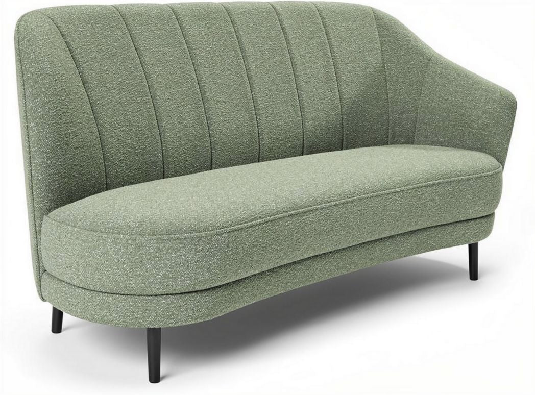 Curved brown velvet sofa for living room seating 180 x 90 x 75cm