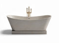 Stone freestanding bathtub with golden faucet and modern design 180 x 80 x 70cm