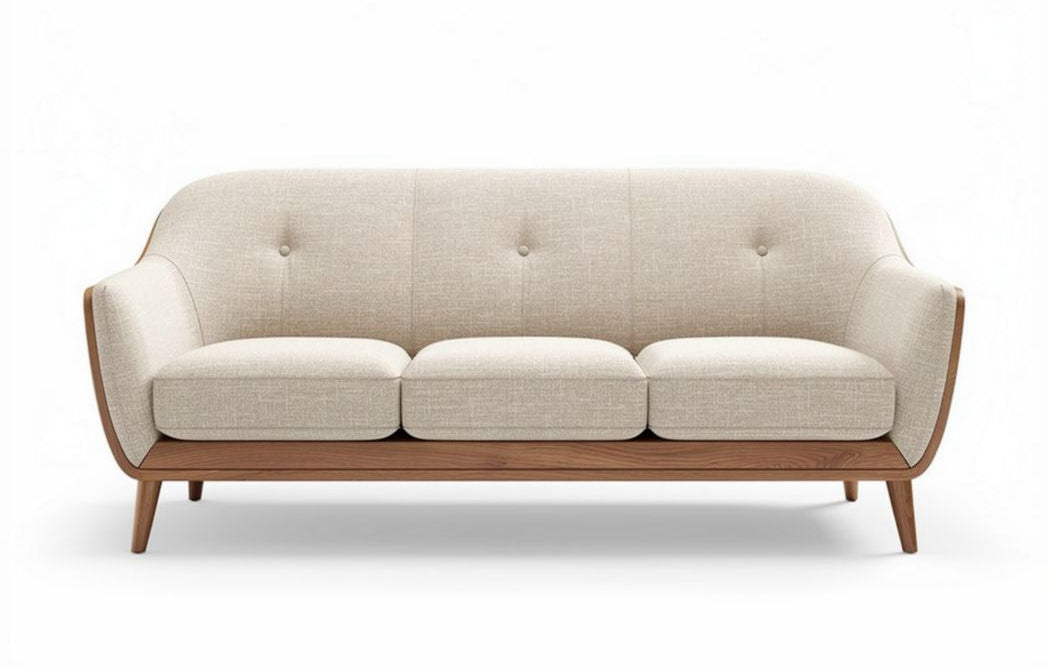Modern gray fabric sofa with sturdy metal legs 200 x 90 x 80cm